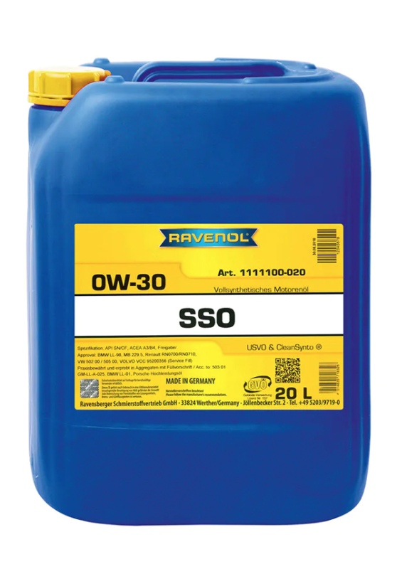 Ilustracja 0W30 SSO 20L RAV RAVENOL OLEJ 0W30 RAVENOL SSO CLEANSYNTO 20L